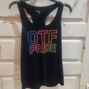OrangeTheory Black Tank Top with Rainbow Colors OTF PRIDE Sz. L